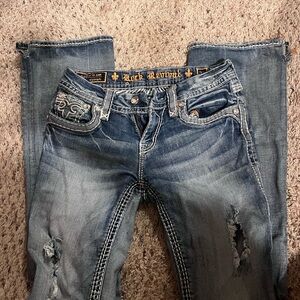Rock Revival Women's Distressed Medium Blue Bootcut Jeans